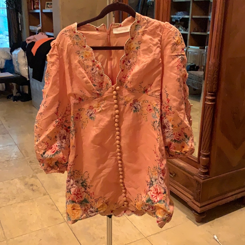 Peach Zimmerman linen dress